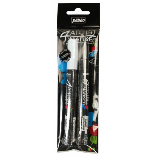 SET 2 COLOR BLACK & WITHE 4ARTIST MARKER 4 MM OIL-BASED PAINT MARKER